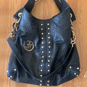 Michael Kors black leather bag with gold studs